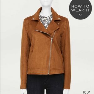 Faux suede moto jacket